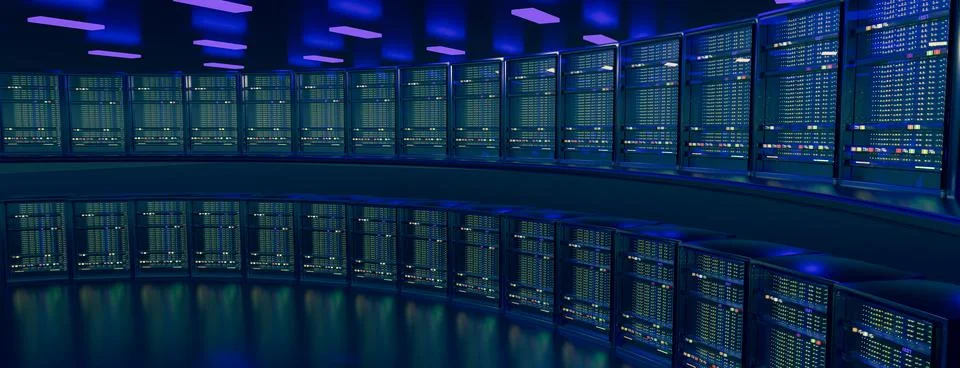Servers. Servers room data center. Backup, mining, hosting, mainframe, farm and Illustrazione stock