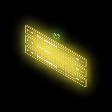 Servers stack with check mark showing successful operation in neon style Stockillustratie