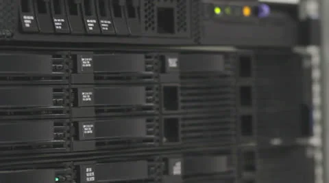 Servers stack with hard drives in a datacenter Stock Footage 24950838