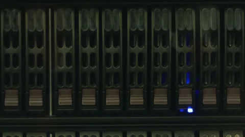 Servers stack with hard drives in a datacenter for backup and data storage Stock Footage 50027106