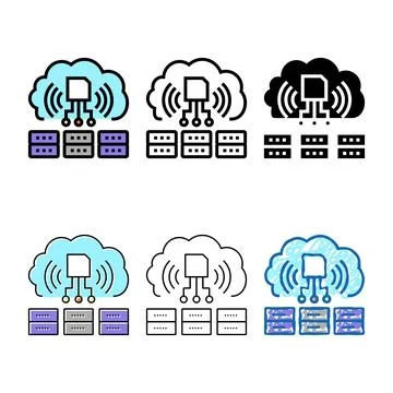 Servers storaging info from rfid color icon vector multipack Stock Illustration