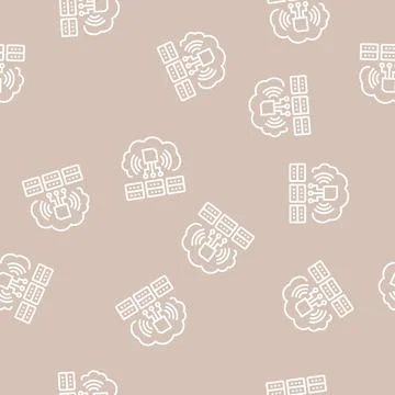 Servers storaging info from rfid line seamless pattern Stock Illustration