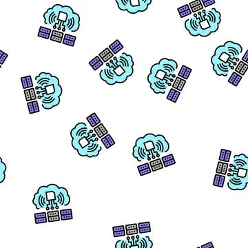 Servers storaging info from rfid vector seamless pattern Stock Illustration