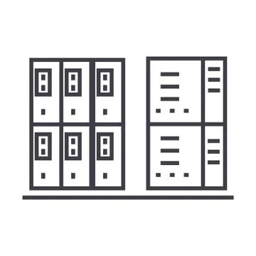 Servers vector line icon, sign, illustration on background, editable strokes Stock Illustration