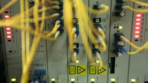Servers with wires and flashing LEDs Stock Footage 59141340