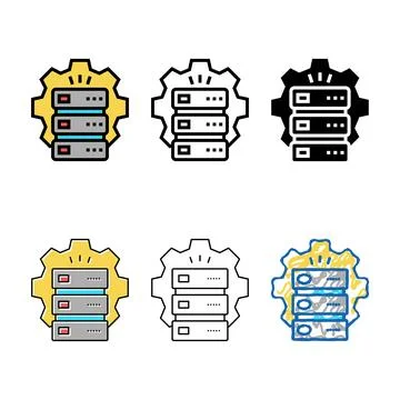 Servers work and service forms color icon vector Stock Illustration