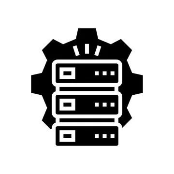 Servers work and service glyph icon vector illustration Stock Illustration