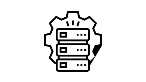 Servers work and service line icon animation Stock Footage 163794629