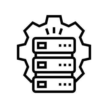 Servers work and service line icon vector illustration 库存插图