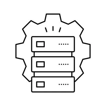 Servers work and service line icon vector illustration 库存插图