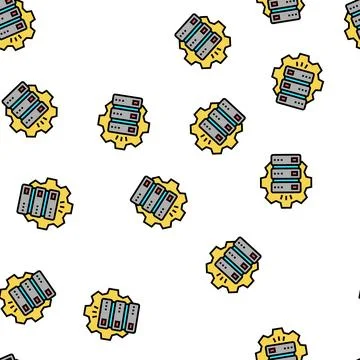 Servers work and service vector seamless pattern Illustrazione stock