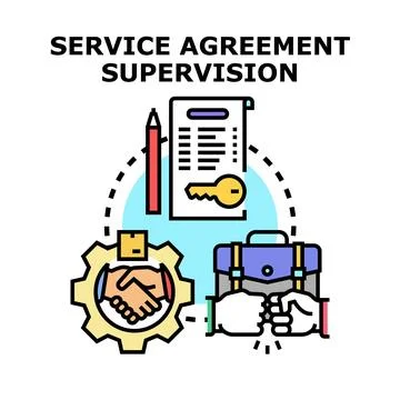 Service agreement supervision concept with contract signing Illustrazione stock