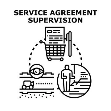 Service agreement supervision process illustrated concept Illustrazione stock