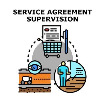 Service agreement supervision process illustrated concept Illustrazione stock