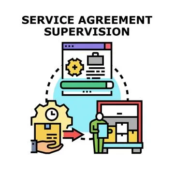 Service agreement supervision workflow and progress control Illustrazione stock
