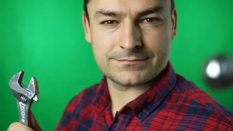 Service and engineering concept. Spanner instruments for fixing or tightening Stock Footage 87128842