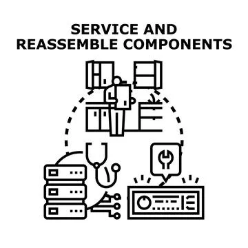 Service and reassemble components vector concept Illustrazione stock