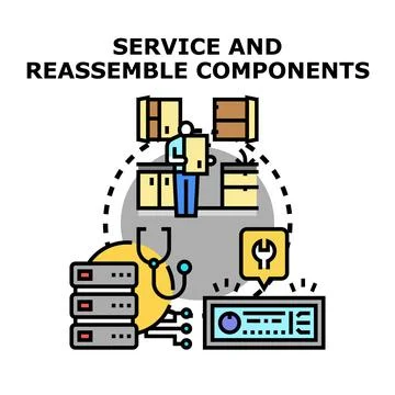 Service and reassemble components vector concept Stock Illustration