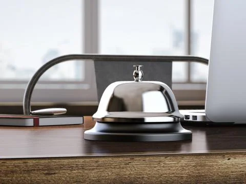 Service bell on the office table. 3d rendering Ilustração Stock