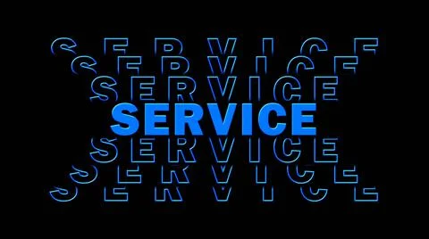 SERVICE - blue lettering with repeating effect on black background Иллюстрация