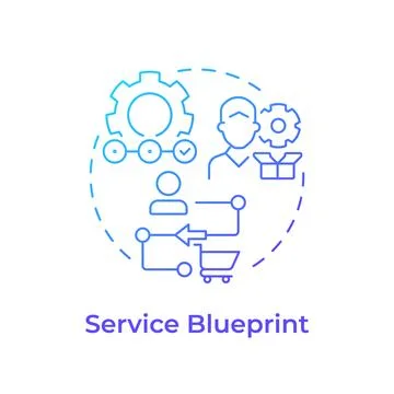 Service blueprint blue gradient concept icon Stock Illustration