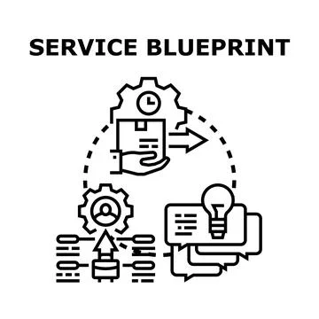 Service blueprint mapping process optimization and customer experience Stock Illustration