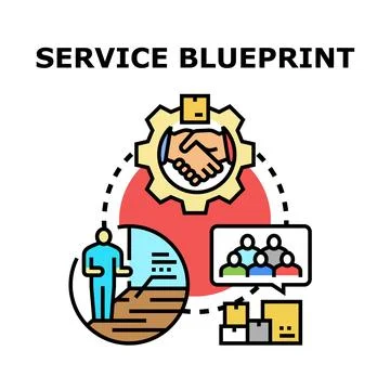 Service blueprint process creating business operation strategy Stock Illustration