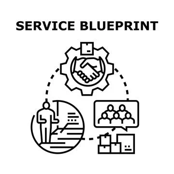 Service blueprint process creating business operation strategy Stock Illustration
