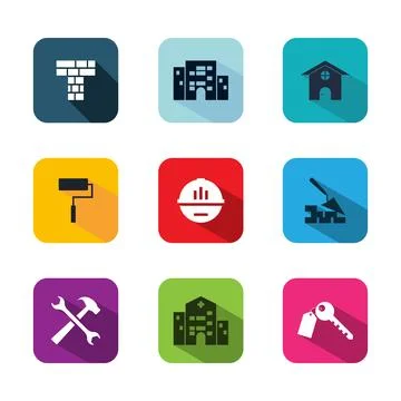 Service building icon vector flat style illustration for web Stock Illustration