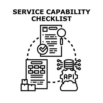 Service capability checklist evaluating business process development Stock Illustration