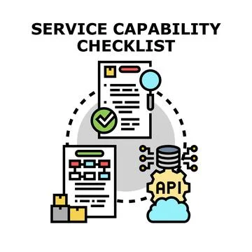 Service capability checklist evaluating business process development Stock Illustration
