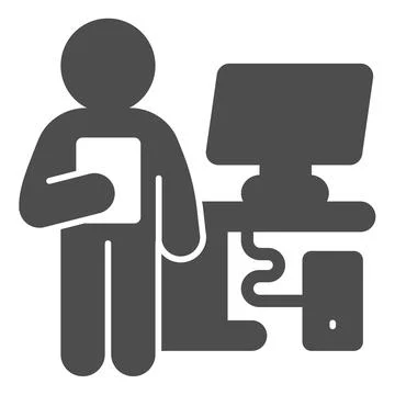 Service center manager solid icon, pcrepair concept, service manager vector sign Stock Illustration