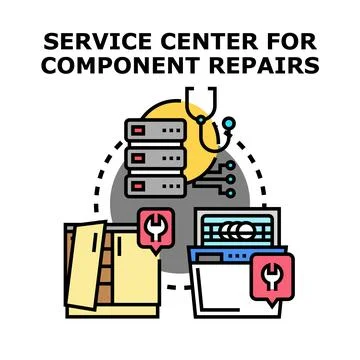 Service center offering electronic component repair and maintenance Stock Illustration