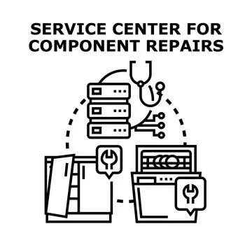 Service center offering electronic component repair and maintenance Stock Illustration