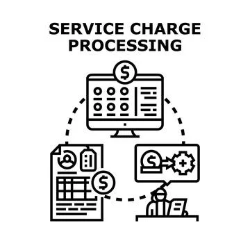 Service charge processing financial transaction flow system 스톡 일러스트