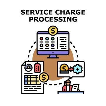 Service charge processing financial transaction flow system Stock Illustration