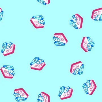 Service chat bot isometric icon seamless pattern Stock Illustration