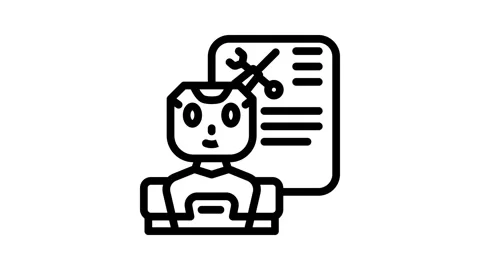 Service chat bot line icon animation Stockbeeldmateriaal 326765107