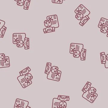 Service chat bot line vector seamless pattern Stock Illustration