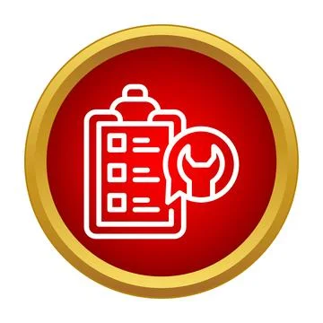 Service checklist icon with wrench tool on red background イラスト素材