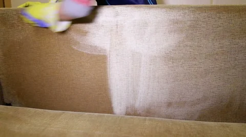 Service cleaning dirty sofa and chairs with special tool Stock Footage 57461526