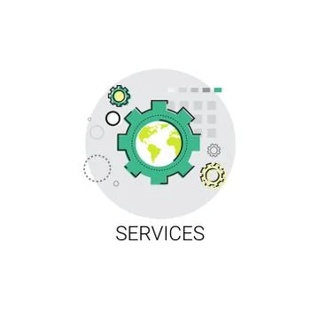 Service Cogwheel Support Technology Icon Stock Illustration