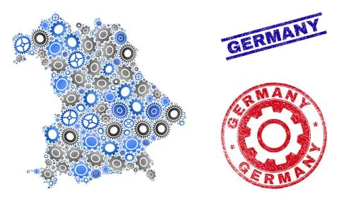 Service Collage Vector Germany Map and Grunge Stamps Illustrazione stock
