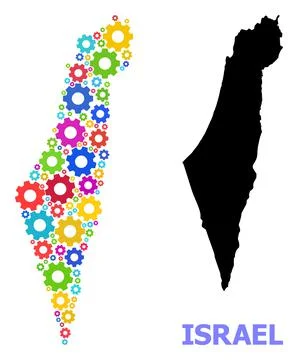 Service Composition Map of Israel of Multi-Colored Wheels Stock Illustration