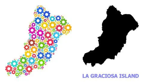 Service Composition Map of La Graciosa Island of Colored Wheels Stock Illustration