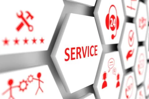 SERVICE concept cell blurred background 3d illustration Stock Illustration