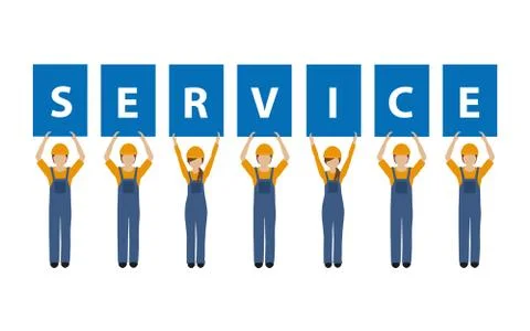 Service concept with construction worker in boiler suit 스톡 일러스트