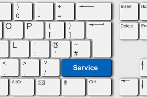 Service concept PC computer keyboard 3d illustration Stock Illustration