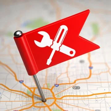 Service Concept - Small Flag on a Map Background. Stock Illustration