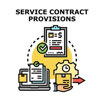 Service contract provisions agreement workflow process Stock Illustration